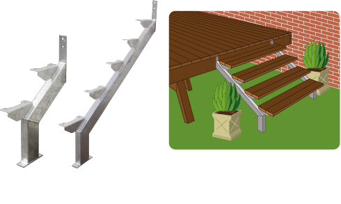 Hardaz Galvanised Steel Stair Stringers 4 Step Left & Right Pair