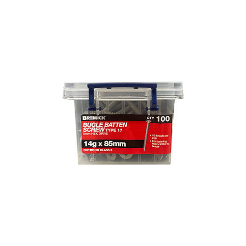Buy Gal Bugle Screw 14g x 85mm Pack of 100 from Canterbury Timber and Building Supplies online