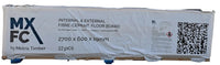 Pallet of 32 MXFC fibre-cement floor sheets with branding and specifications.