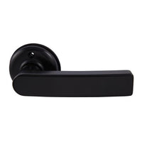 Gainsborough Mode Smart Lever Lock in black presented in its visual pack packaging measuring 90 by 195 by 220 millimetres, displaying the lever lock unit, included latch, and key override components in durable black zinc alloy.