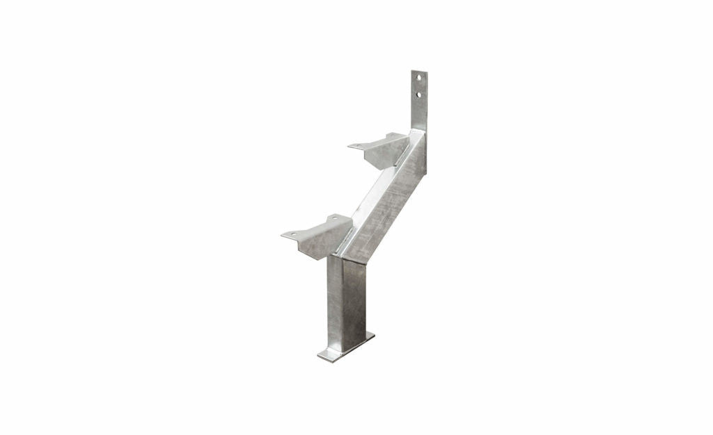 Canterbury Timber HARDAZ steel stair stringers make building stairs easier than ever. Made for Australian standards, the quality range of HARDAZ metal stair stringers are suitable for the DIY enthusiasts as well as tradies needing to get the job done. HARDAZ steel stair stringers are available in 2, 3 4 or 5 steps sizes. They are convenient and easy to install and are hot-dip galvanised for long life.
HARDAZ metal stair stringers have a standard 175mm rise, 35 degrees rise angle and
are designed to take a