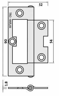 Satin Chrome Quick-Fit 90x52x1.8 Fixed Pin Hinge