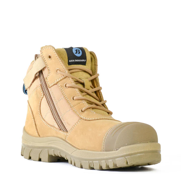 Bata Industrials Mens Safety Boots Wheat Zippy