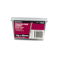 Galvanised Treated Pine Screws 10g x 65mm - Pack of 100