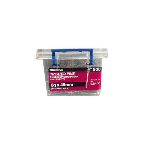 Galvanised Treated Pine Screws 8g x 45mm - Pack of 100