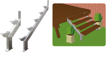 Hardaz Galvanised Steel Stair Stringers 4 Step Left & Right Pair