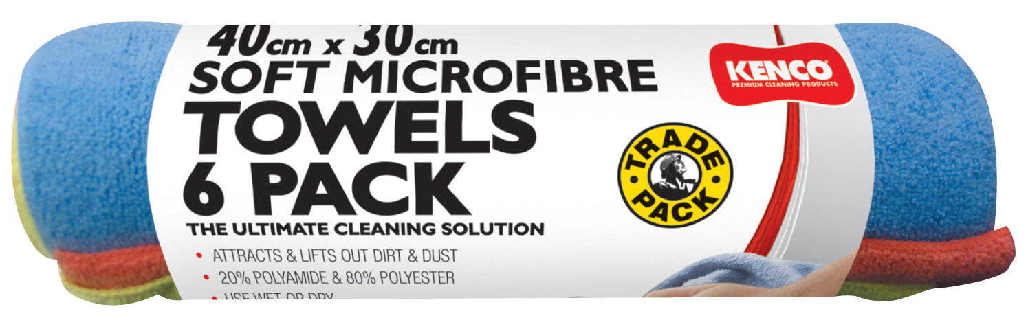 Kenco Soft Microfibre Towels 40x30cm 6 Pack