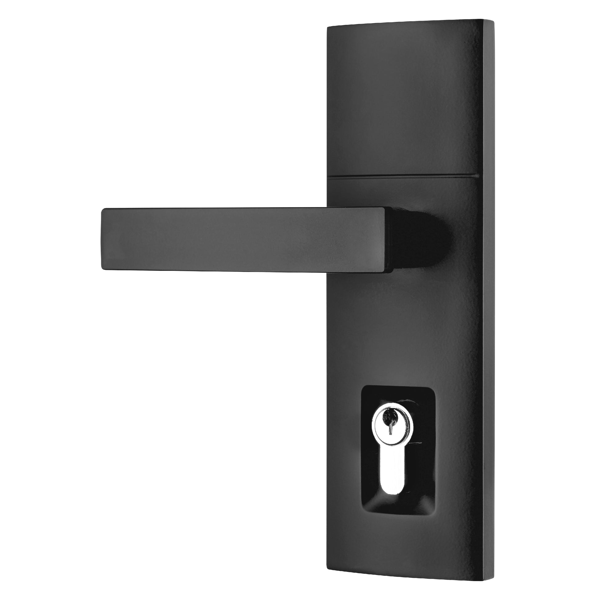 Trilock Contemporary Angular Double Cylinder Entrance Lever Set in Matte Black