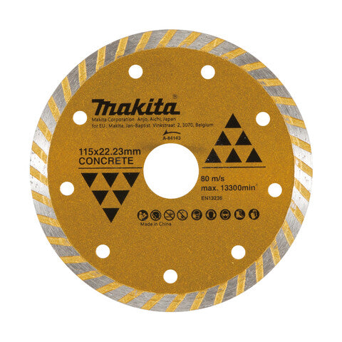 Makita 115mm x 22.23mm Diamond Turbo Rim Saw Blade A-84143
