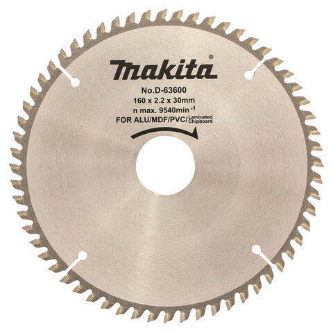 Makita 160mm x 30mm 60 Tooth TCT Circular Saw Blade for Wood D-63600