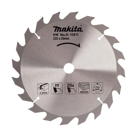 Makita 235mm x 20mm 20 Tooth TCT Circular Saw Blade for Wood D-15811
