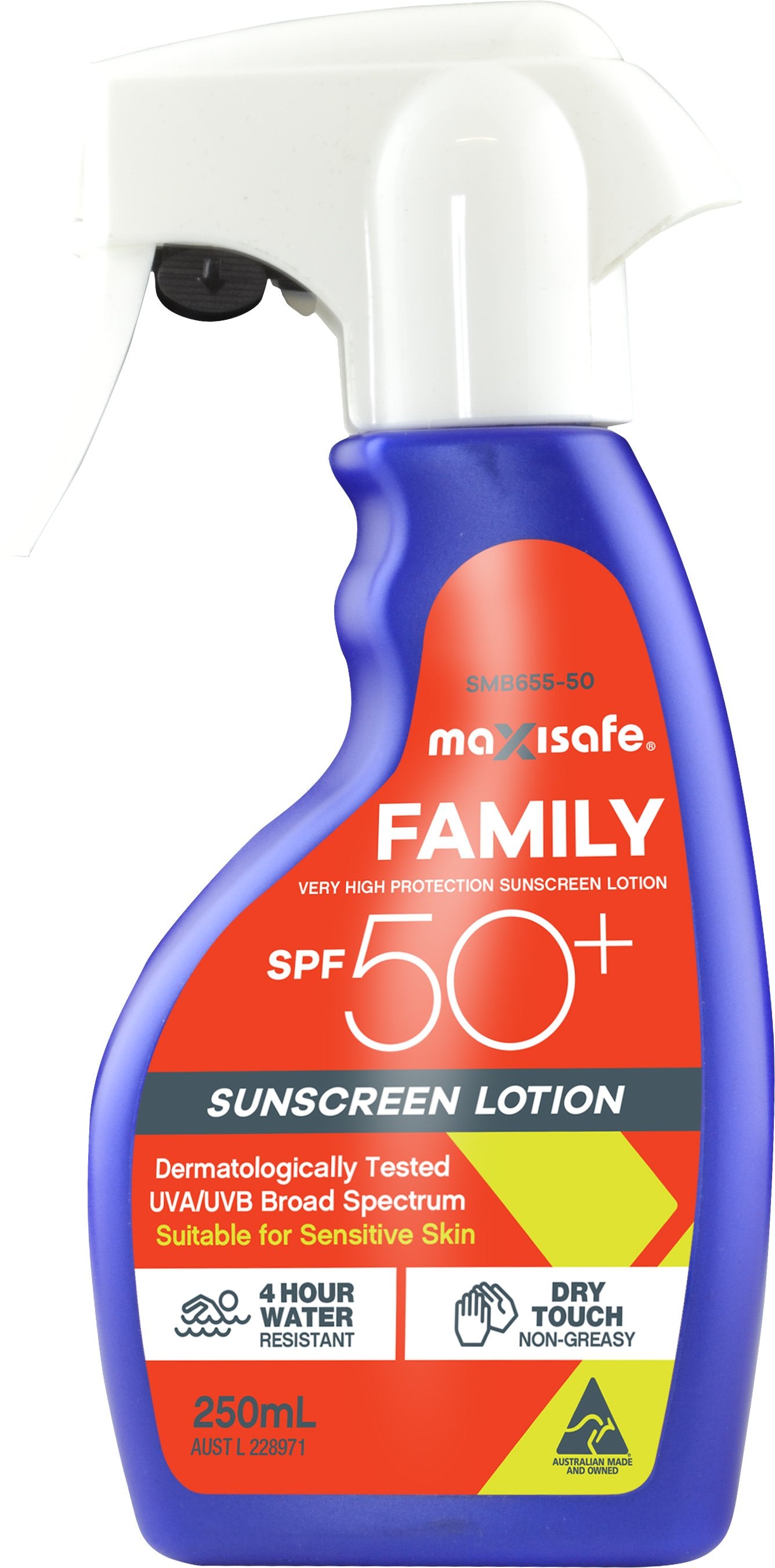 Maxisafe SMB655-50 SPF 50+ Sprayable Sun Screen - 250ml