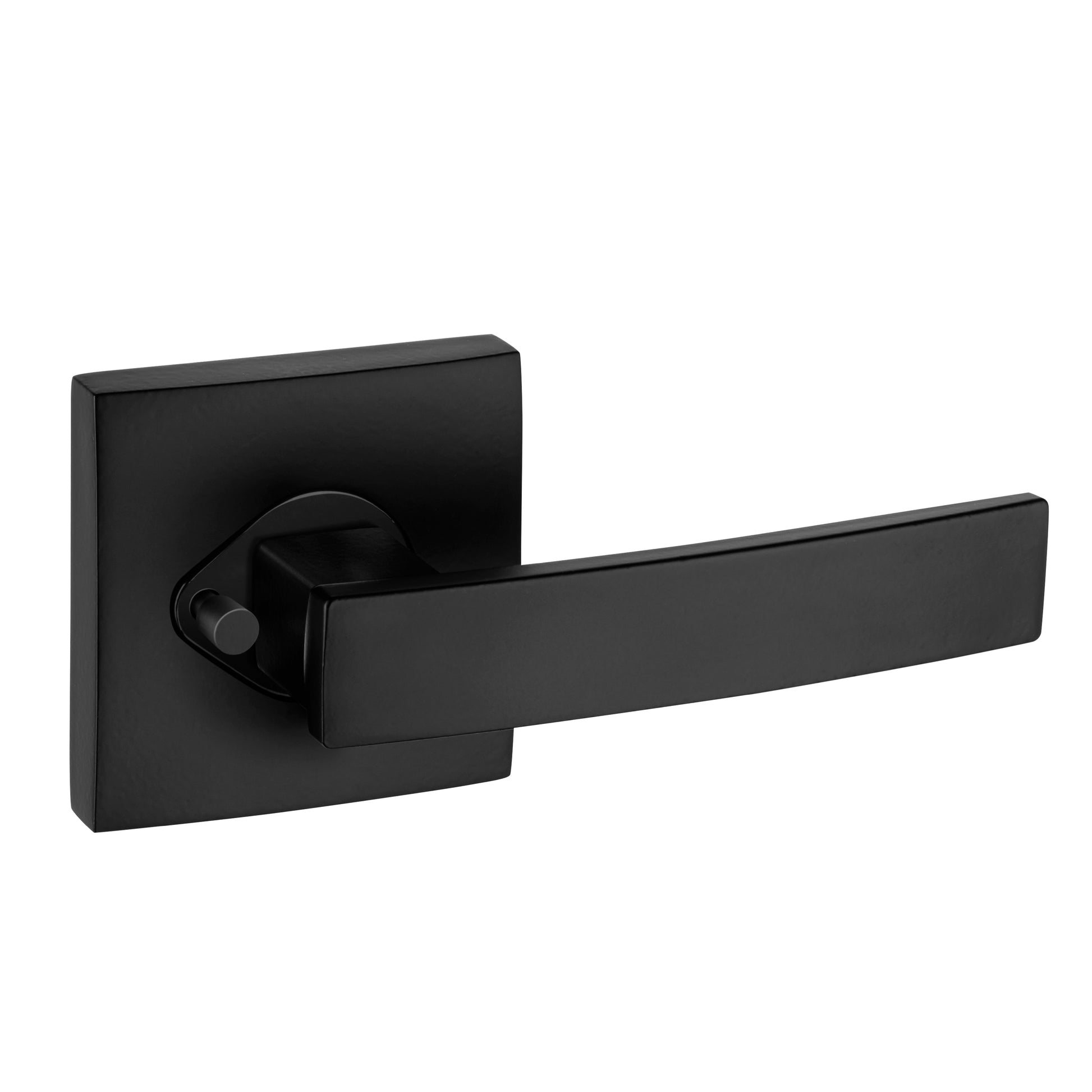 Neue Angular Square Rose Privacy Lever Set in Matte Black