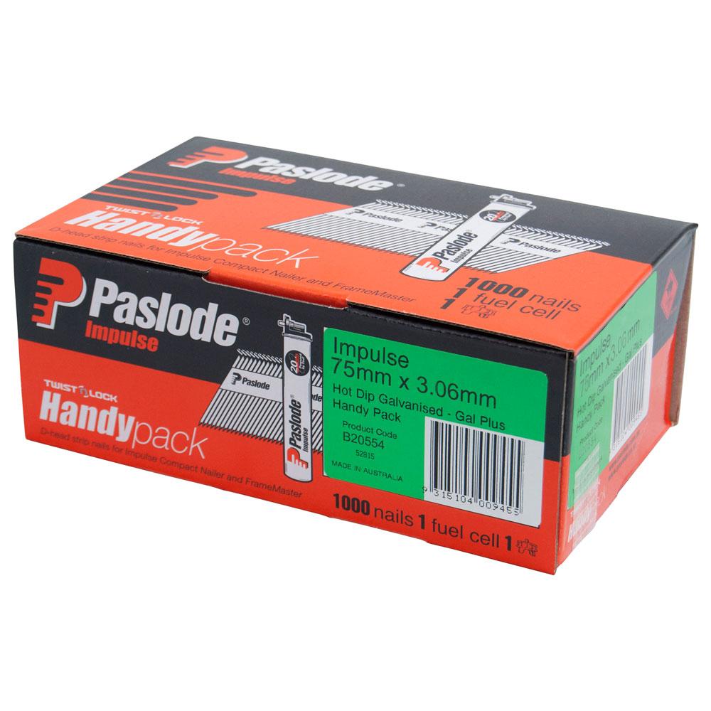 Paslode 1000 Pack 75mm x 3.06mm Galvanised Impulse Nails