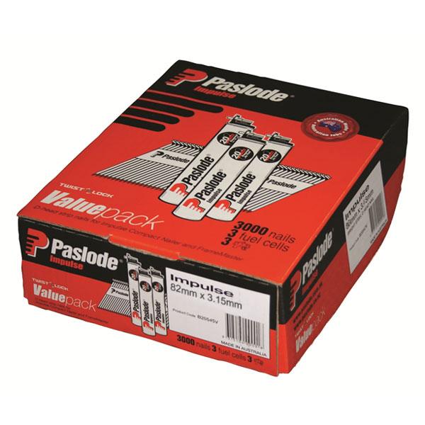 Paslode 3000 Pack 82mm x 3.15mm Bright Impulse Nails