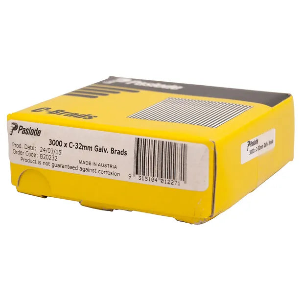 Paslode 32mm C Series Galvanised Brads 3000 Pack