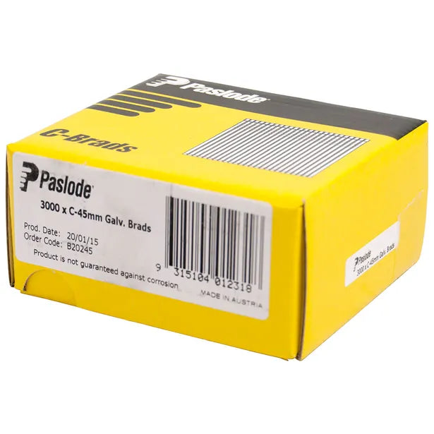 Paslode 45mm C Series Galvanised Brads 3000 Pack