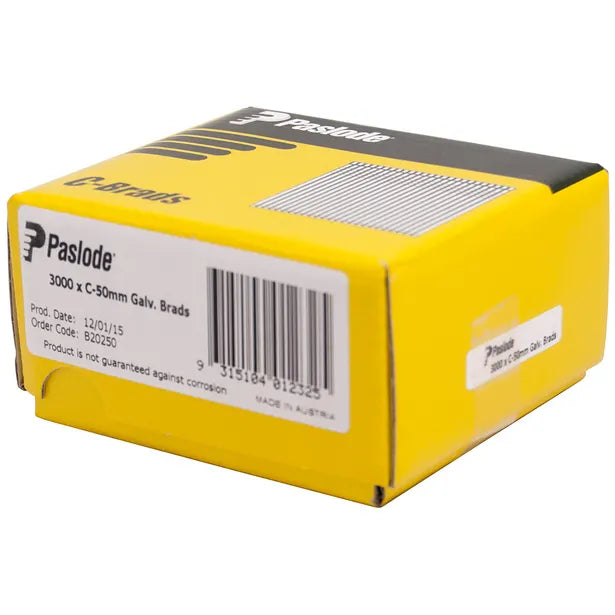 Paslode 50mm C Series Galvanised Brads 3000 Pack