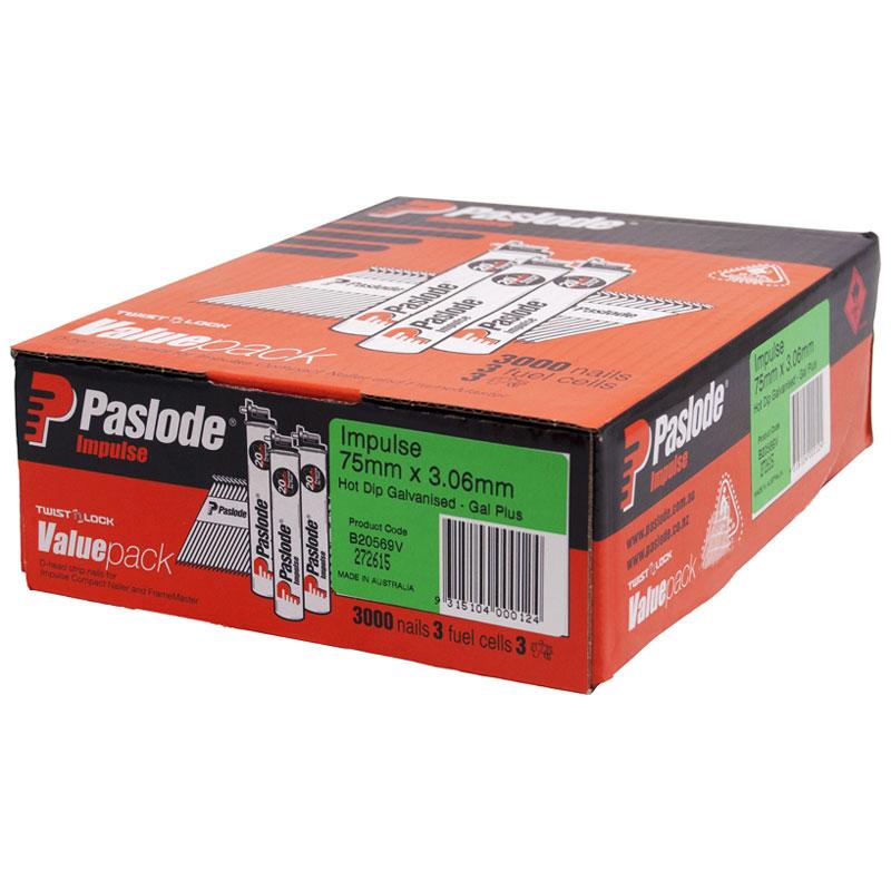 Paslode Impulse 3000 Pack 75mm x 3.06mm Galvanised Framing Nails