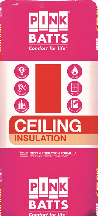 Pink Insulation Ceiling Batt R4.1 1160 x 580 x 215mm - 10 Pack
