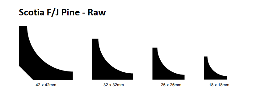 Scotia F/J Pine Moulding Raw 5.4m Length 42 x 42mm