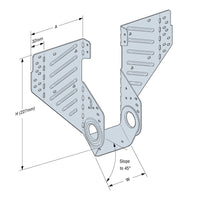 SIMPSON Slopeable &amp; Skewable Rafter Hanger 45mm LSSR1.81Z Drawing
