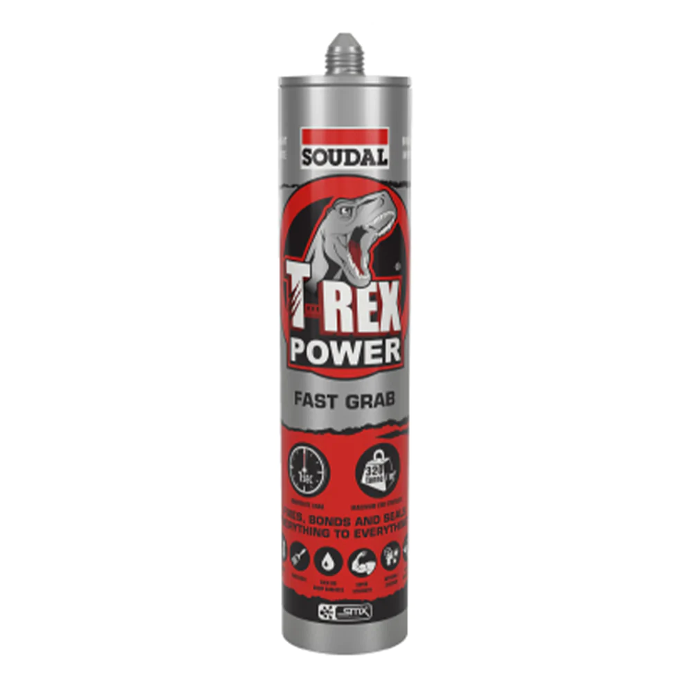 Soudal T Rex Power Fast Grab Adhesive & Sealant White 290ml Cartridge