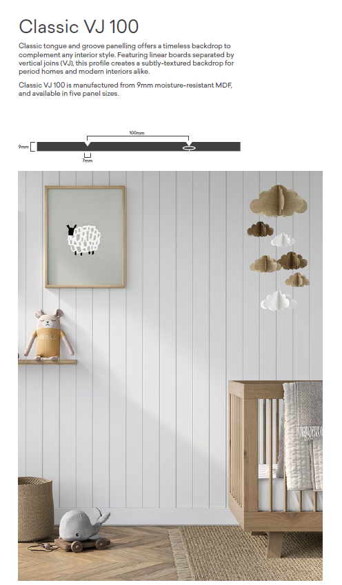 Surround by Laminex Classic VJ100 MDF 9mm Primed 2400x1200