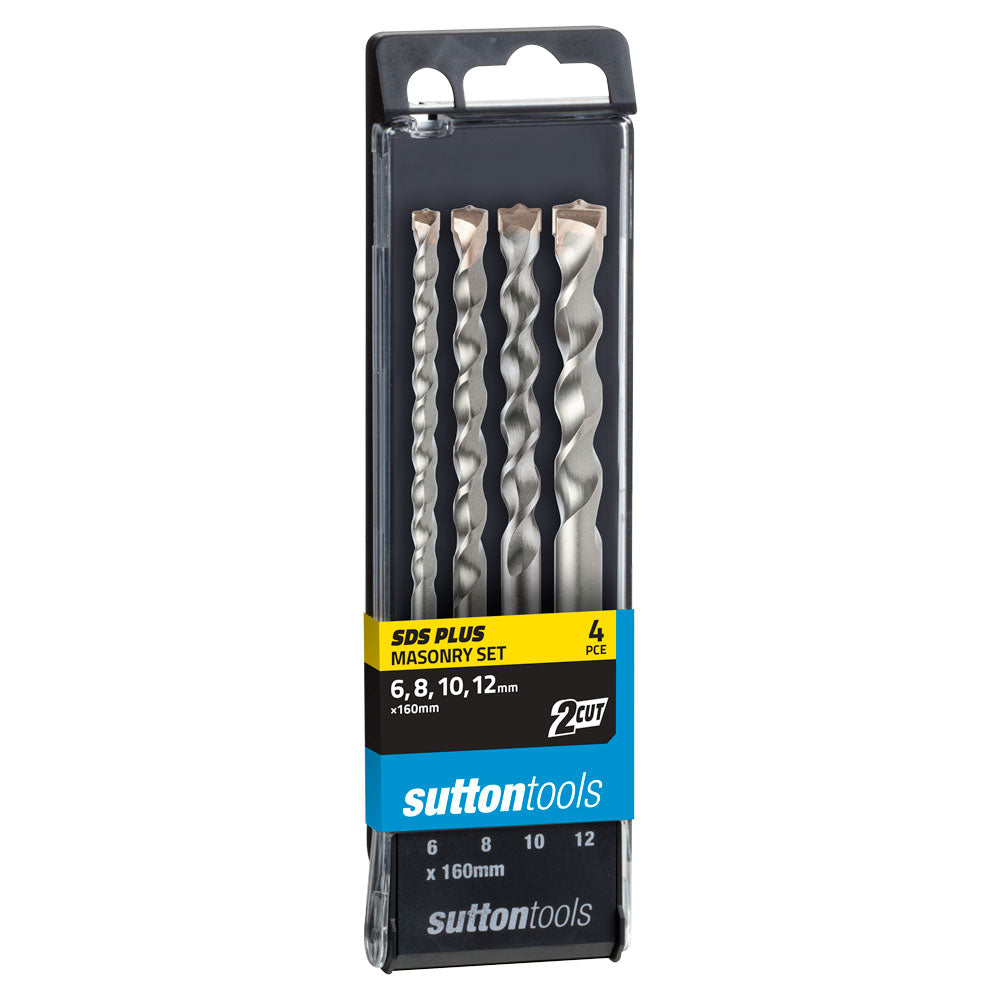 SUTTON 6-12mm x 160mm 4 Piece Masonry SDS+ 2CUT Drill Bit Set