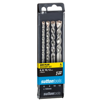 SUTTON 6-12mm x 160mm 4 Piece Masonry SDS+ 2CUT Drill Bit Set