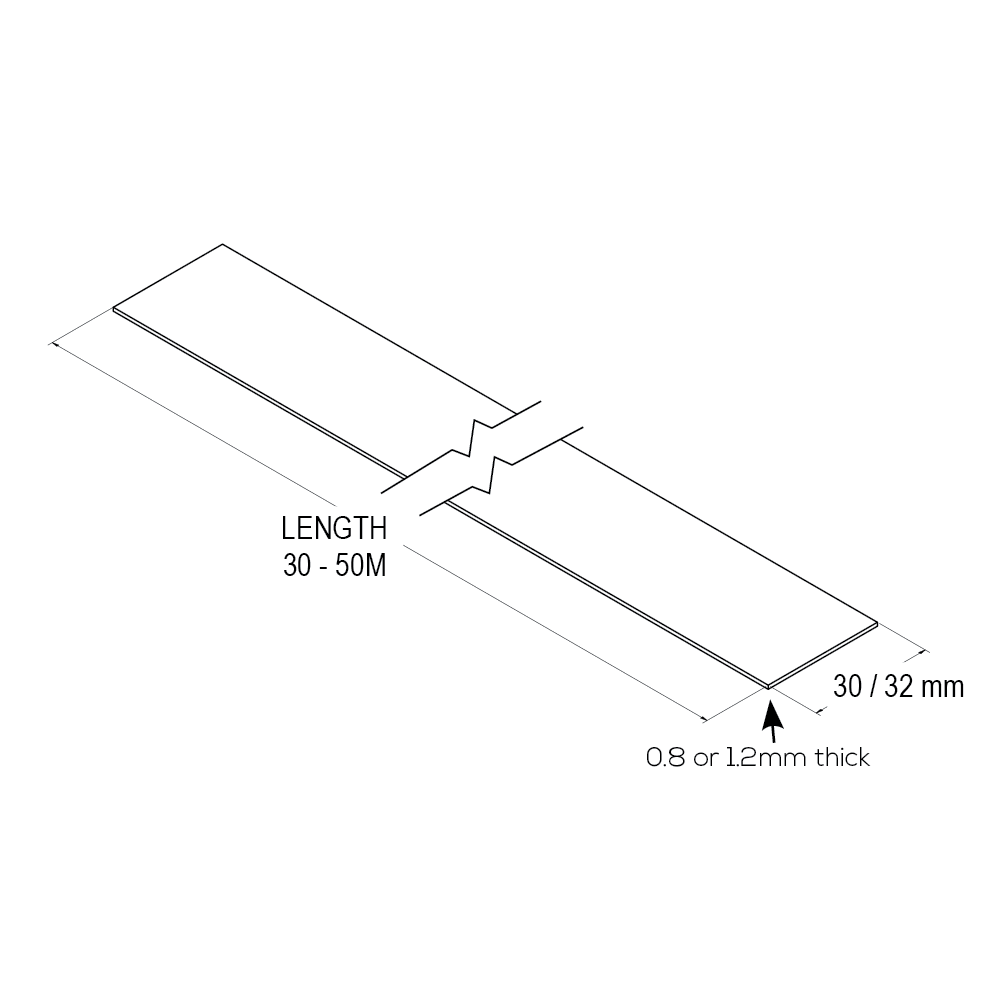 VUEBRACE Hoop Iron HDG 30x1.2 30M Dimensional Drawing