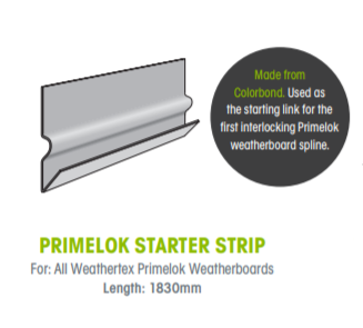 Weathertex Primelok Starter Strip  - Length 1830mm